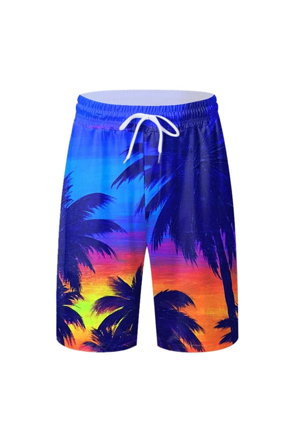 Plus Size Swim Shorts Men Slim Fit Tropical Print Quick-Dry Spring Break Swim Trunks with Pockets Upf 50+ Sun Protection Summer Swimwear