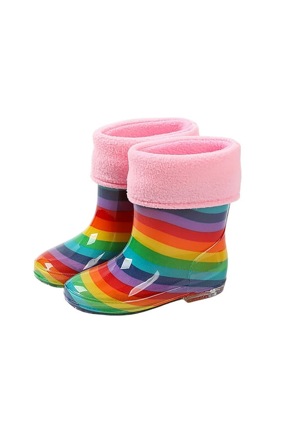 Rain Boots Kids Waterproofs Lightweight Comfortable Stretchy Elastic Band Outdoor Rainboots Multicolour Size 11