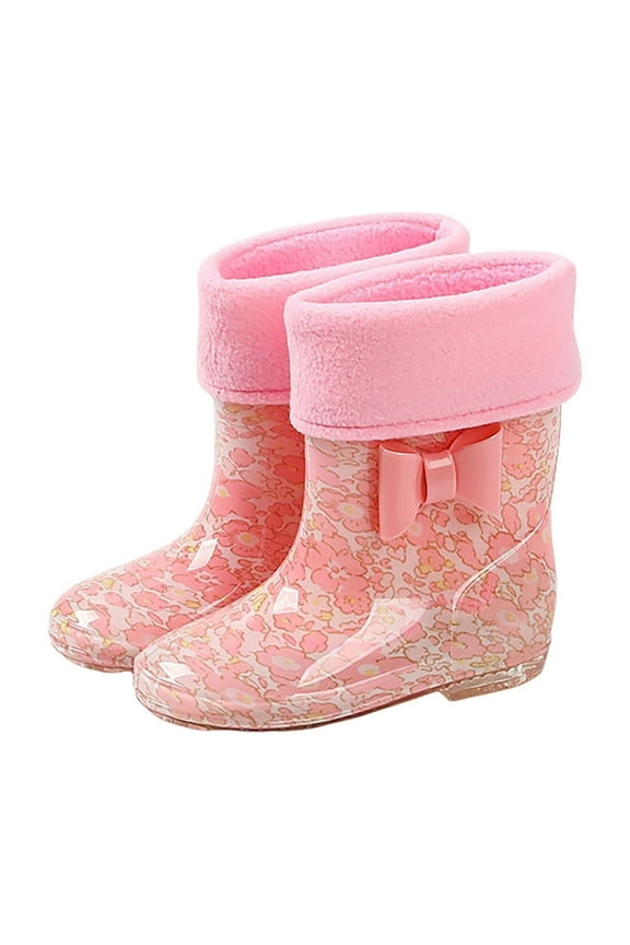Rain Boots for Boys Girls Outdoor Lightweight Cute Prints Fashion Lightweight Outdoor Rainboot Light Pink1 Size 12