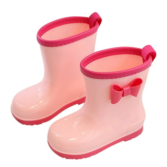 CHENge Rain Boots for Boys Girls Waterproofs Lightweight Comfortable Stretchy Elastic Band Outdoor Rainboots Red Size 7-8