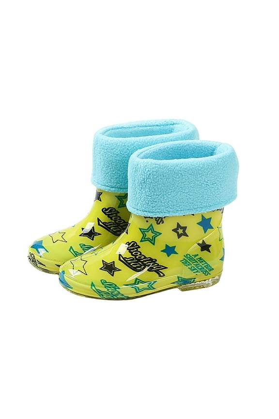 Rain Boots for Girls Boys Outdoor Lightweight Animal Print Elastic Band Outdoor Rainboots Yellow Size 11