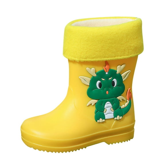 CHENge Rain Boots for Kids Waterproofs Lightweight Solid Color Fashion Lightweight Outdoor Rainboot Yellow Size 12