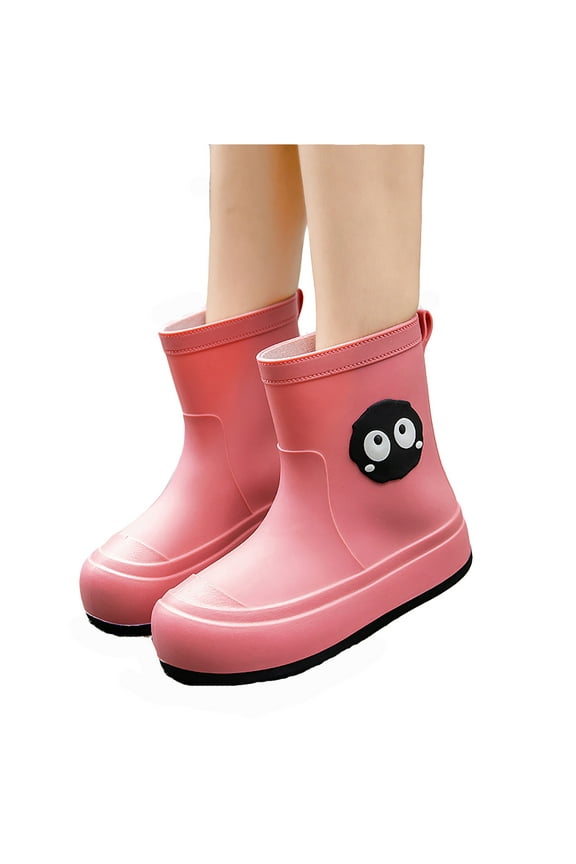 Rain Boots for Kids with Elastic Ankle Sole Cute Prints Spring Summer Fall Rainboots Pink Size 6-7 Years