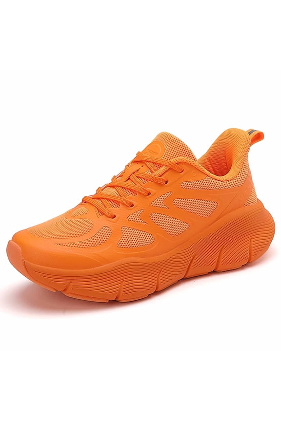 Slip on Sneakers Women Comfort Elastic Chunky Slip-Resistants Cycling Sports Footwear Hiking Shoes Women(Orange,9)