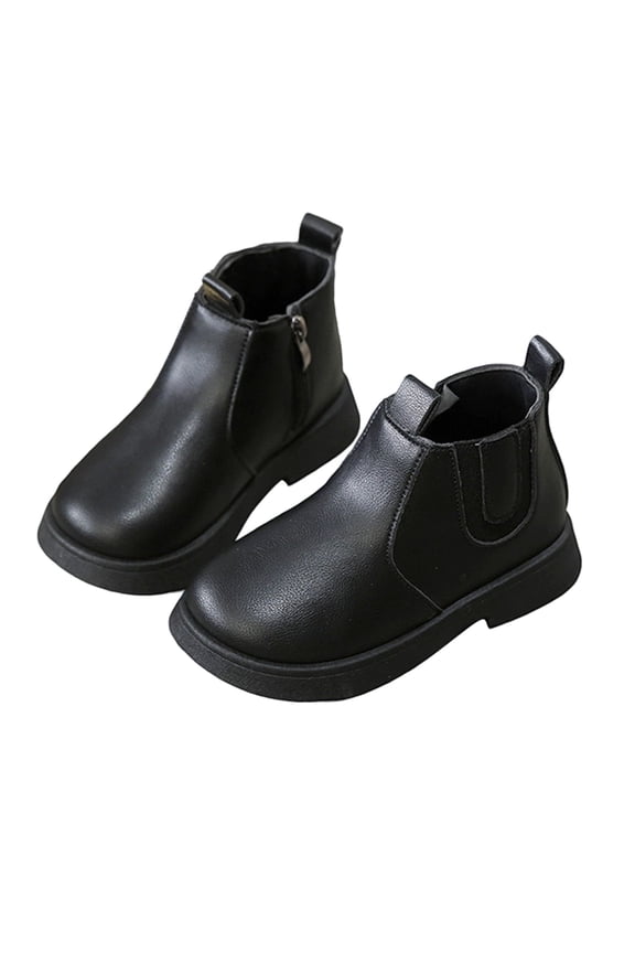 Snow Boots For Girls,Girls Glitter Pearl Chain Ankle Boots British Style Leather Soft Sole Short Booties for Fall Winter Big Kids Fashion(Black)