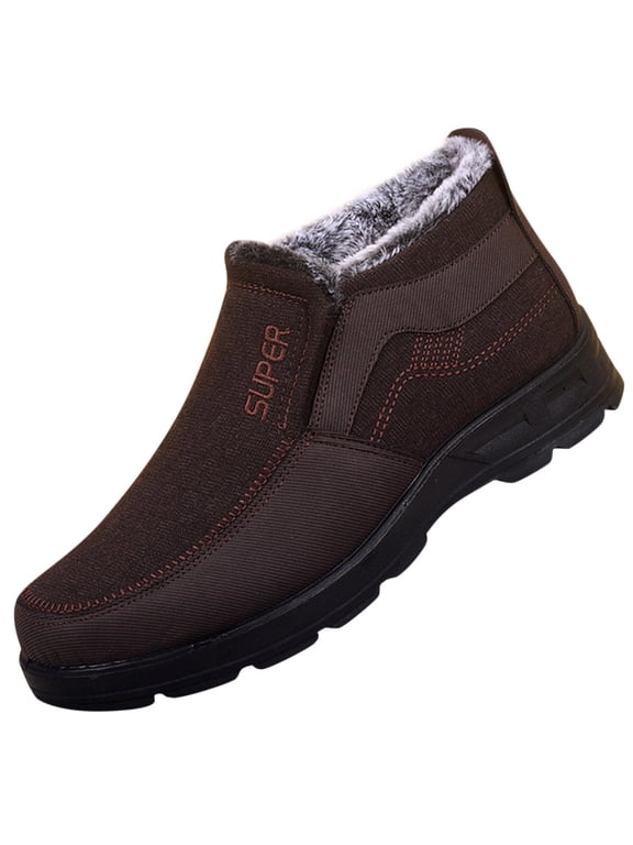 Snow Boots for Men Size 7 Ankle-High Pointed Toe Insulated Lined Breathable Shorts Pull-On Outdoor Hiking Footwear(A,10)