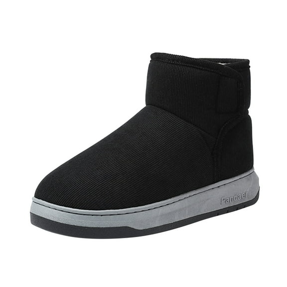 CHENge Snow Boots for Men Wide Thigh High Versatile High Top Thermal Cute Printed Casual Black Cowboy Booties(Black,11.5)