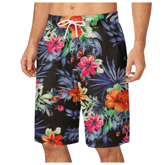 CHENge Swim Shorts Men 7 Retro Athletic Palm Tree Print Quick-Dry Patriotic Swimming Trunks with Pockets Upf 50+ Sun Protection Beach Shorts Bathing Suits