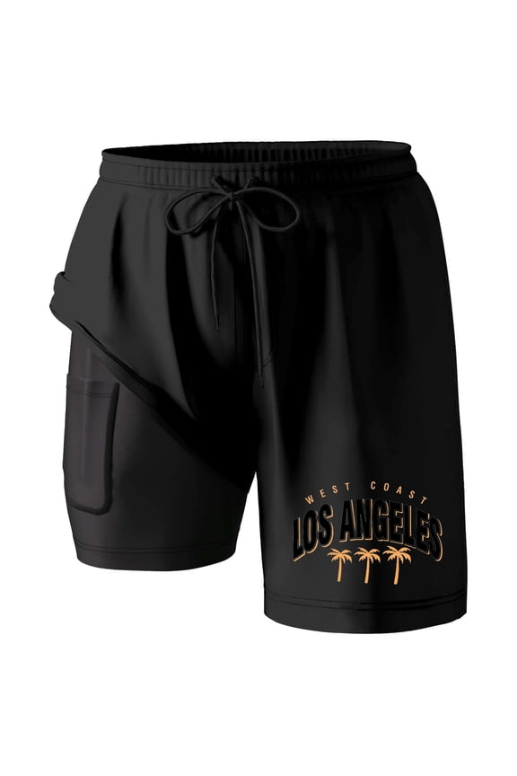 Swim Shorts Men Compression Lining Slim Fit Palm Tree Print Quick-Dry Spring Break Swim Trunks with Soft Mesh Lining Upf 50+ Sun Protection Fishing Shorts for Men
