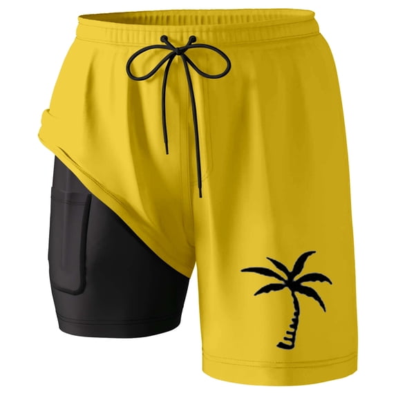 CHENge Swim Trunks Men 7 Inch Fashion Tropical Print Quick Dry Surf Board Shorts with Built-In Briefs Stretch Fabric Swimwear Bathing Suits