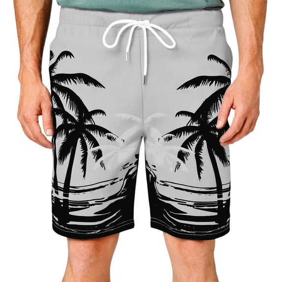 CHENge Swim Trunks Men 7 Inch Retro Athletic Palm Tree Print Quick-Dry Beach Swimming Shorts with Pockets Anti-Chafe Fishing Shorts for Men