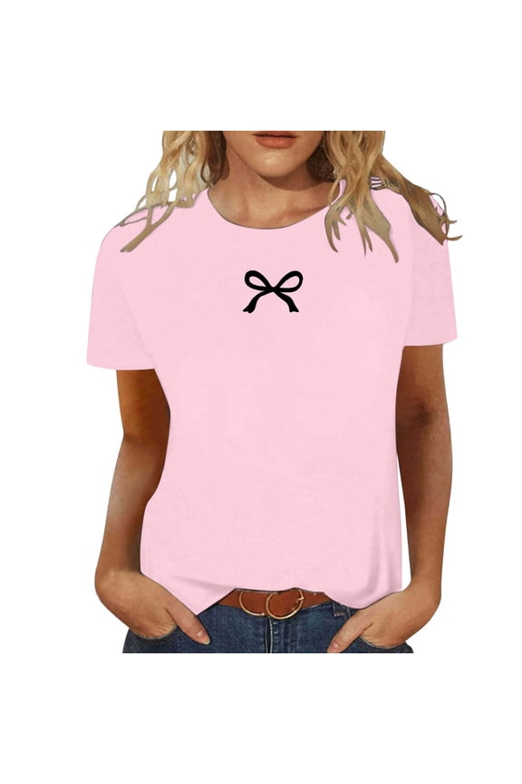 T Shirts for Women Scoop Neck Half Sleeve Fashion Slim Fit Tops for Women 2026 Flower Print Summer Basic Tees Casual Vacation Outfits Workout Clothes 2026