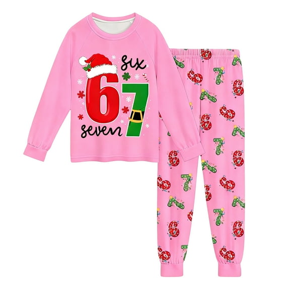 CHENge Toddler Boys 67 Pajamas Pants Set 2 Piece 6 7 Meme Print Joggers With Pullover Outfit Comfy Soft Six Seven Lounge Sets