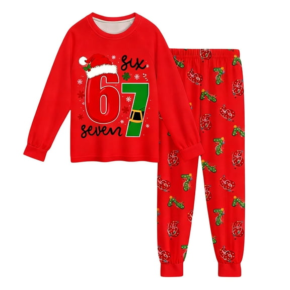 CHENge Toddler Boys 67 Pajamas Pants Set 2 Piece 6 7 Meme Print Joggers With Pullover Outfit Comfy Soft Six Seven Lounge Sets