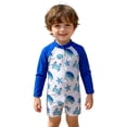 thumbnail image 1 of CHENge Toddler Boys One Piece Rash Guard Swimsuit Long Sleeve UPF 50+ Sun Protection Cute Cartoon Print Zipper Bathing Suit Quick Dry Beach Swimwear,18-24 Months, 1 of 3