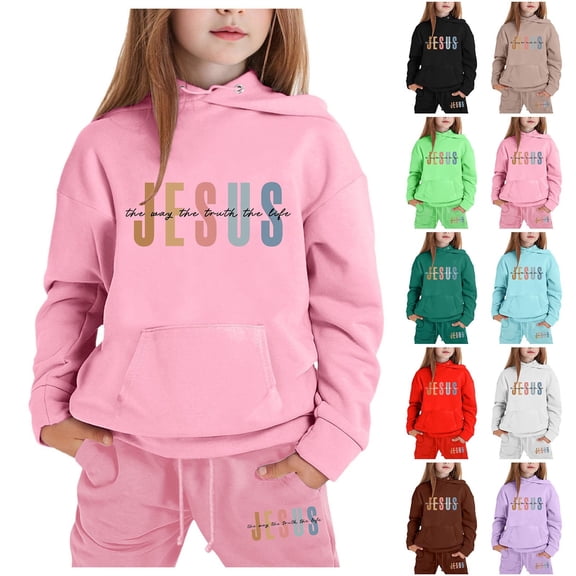 CHENge Toddler Hoodie 2 Pieces Sets for Girls Sweatshirts and Sweatpants 2 Piece Outfits Unisex Kids Solid Color Long Sleeve Hooded Jackets Jogger Pants Sets