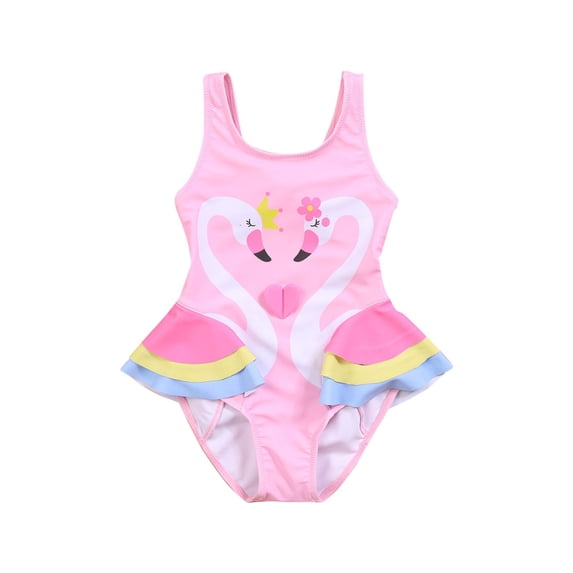 CHENge Toddler Swimsuit Girl Two Piece Ruffle Hem Floral Stretchable Fabric Upf 50+ Uv Sun Protection Girls One Piece Swimsuit Bathing Suit Adjustable Strap Swimwear