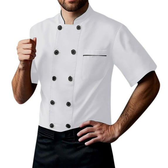 CHENge Unisex Chef Coat Long Sleeves Classic Double- Kitchen Chef Uniform