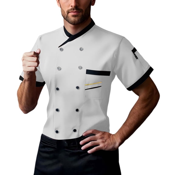CHENge Unisex Chef Coat Long Sleeves Classic Double- Kitchen Chef Uniform