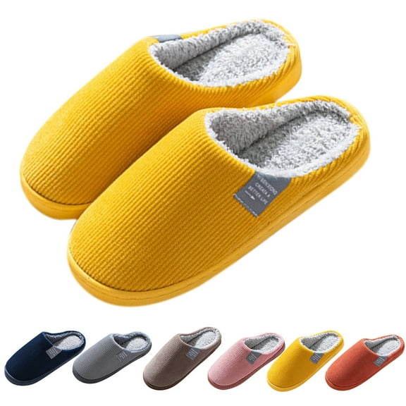 CHENge Unisex Men's Women's Memory Foam Slippers Comfort Cotton-blend Closed Toe House Shoes Indoor Scuff