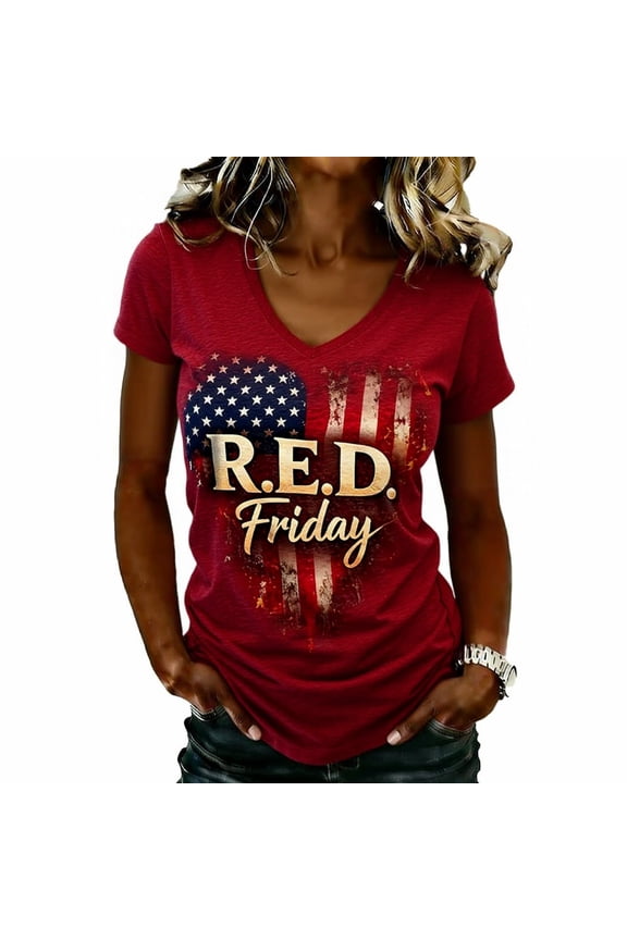 Unisex-Womens R.E.D Friday Classic Short Sleeve Remember Everyone Deployed Veteran T-Shirt