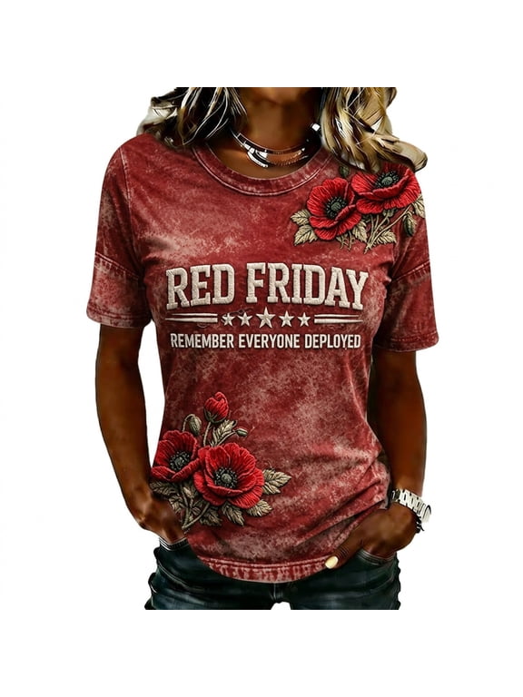 Unisex-Womens R.E.D Friday Classic Short Sleeve Remember Everyone Deployed Veteran T-Shirt
