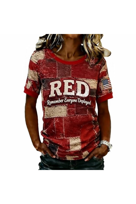 Unisex-Womens R.E.D Friday Classic Short Sleeve Remember Everyone Deployed Veteran T-Shirt