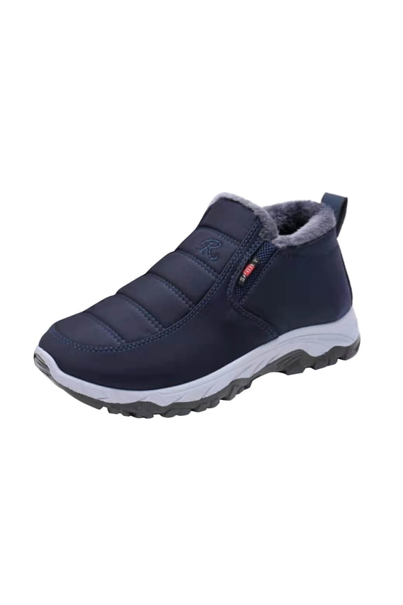 Winter Boots for Men Size 14 Mid-Calf Square Toe Insulated Lined Fashion Comfort Elastic Black Cowboy Booties(Blue,9)