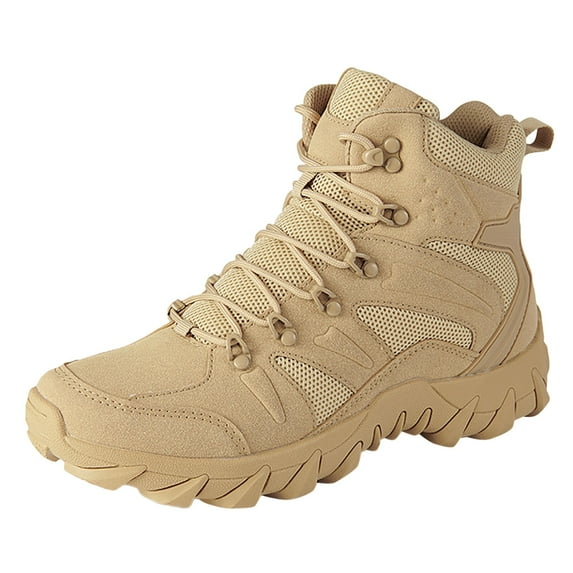 CHENge Winter Boots for Men Waterproofs Snow Ankle-High Pointed Toe Flat Soft Sole Fashion Comfort Elastic for Cold Weather Hiking Shoes(Beige,7.5)