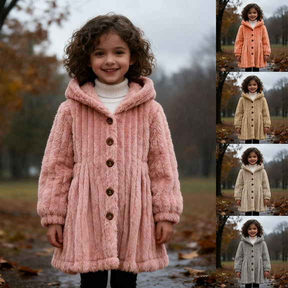 CHENge Winter Coat for Kids Girls Size 6-7 Casual Zipper Hooded Packable Outwear Lightweight Warm Long Sleeve Outdoor Snow Winter Outwear(Pink,5-6 Years)
