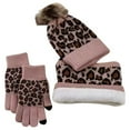 thumbnail image 1 of CHENge Winter Warm Knit Hat Scarf Set Women Men Ear Head Neck Cover Ski Beanie Cap Leopard Print Knit Winter Scarf Hat and Gloves Set for Women Men Cold Weather Accessories(Pink,One Size), 1 of 4