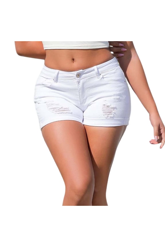 Women'S Low Rise Denim Shorts,Y2K Stretch Ripped Folded Hem Mini Jean Shorts Sexy Hot Button Clubwear Streetwear Jorts