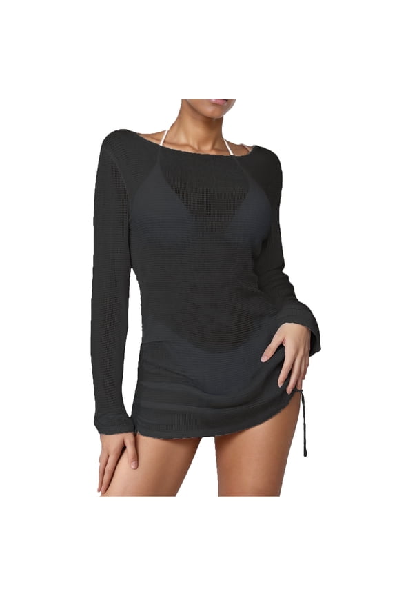 Women Swimsuit Cover Up Beach Bathing Suit Mesh Knit Crochet Dress 2026 Swimwear Cover-Ups