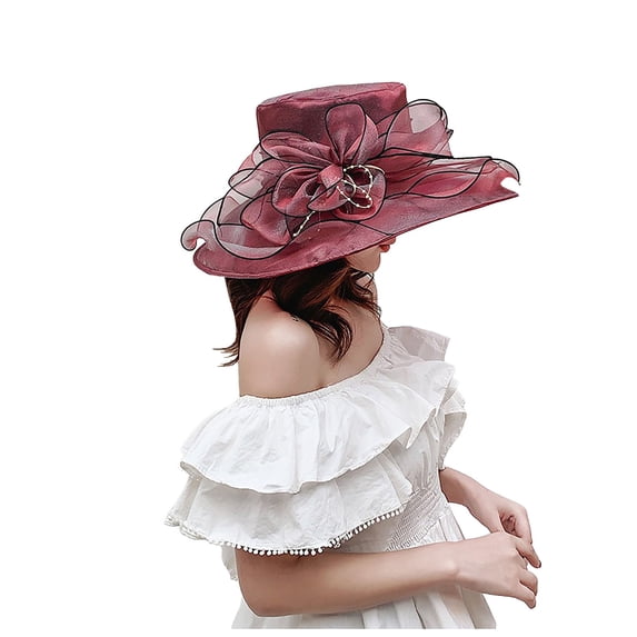 CHENge Women's Derby Sun Hat Bowknot Organza Fascinator Hat Floral Bowler Hats Bridal Wedding Summer Mom-Hats