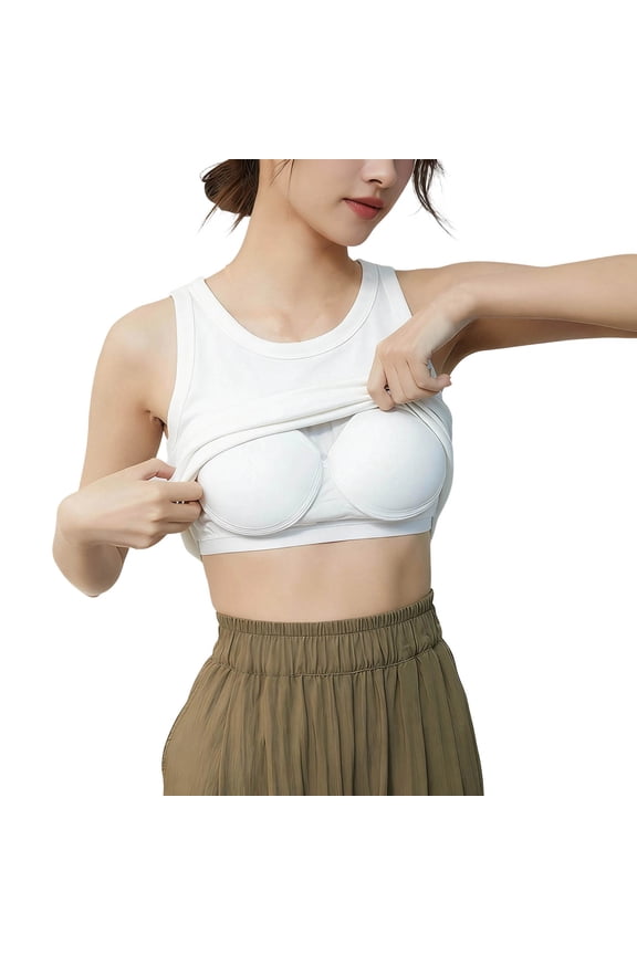 Women's Double Lined V Neck Tank Tops Built In Bra Summer Slim Fit Basic Sleeveless Shirts Cute Trendy Going Out Tops