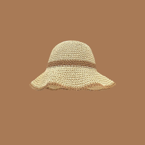 CHENge Women's Hand-Woven Straw Sun Hat Wide Brim Floppy Boater Hat for Outdoor Summer Beach Travel