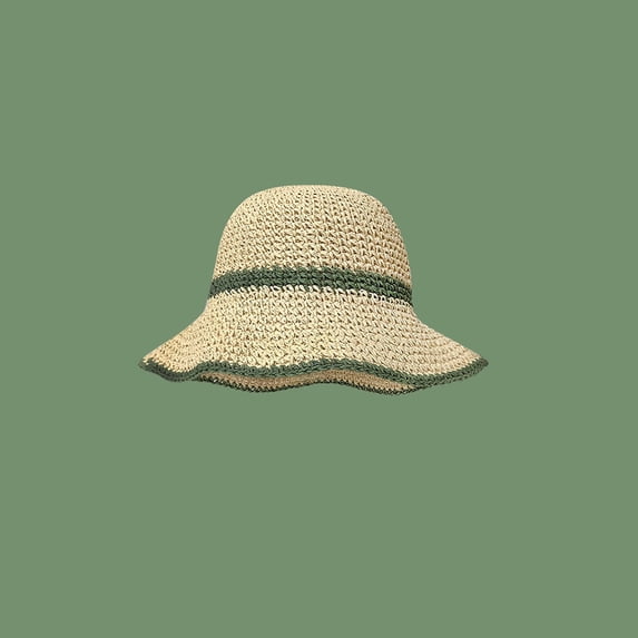 CHENge Women's Hand-Woven Straw Sun Hat Wide Brim Floppy Boater Hat for Outdoor Summer Beach Travel
