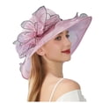thumbnail image 1 of CHENge Women's Lady Derby Dress Bowler Cloche Hat Summer Sun Cap Bowknot Organza Bridal Cap for Wedding, 1 of 8