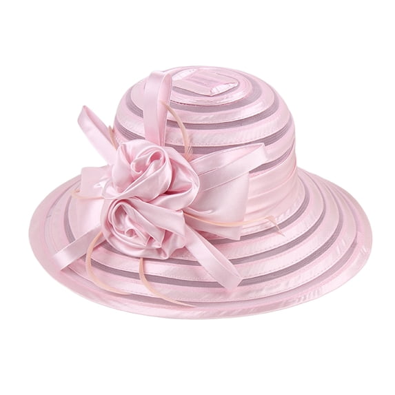 CHENge Women's Layered Organza Hat, Ladies' Formal Wedding Tea Party Wide Brim Sun Hat