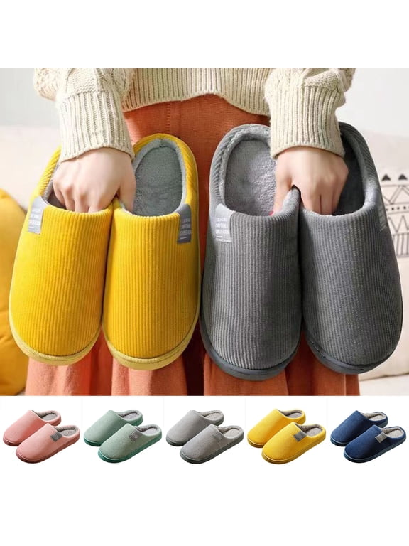 Women's Memory Foam Slippers Comfort Cotton-blend Closed Toe House Shoes Indoor Scuff