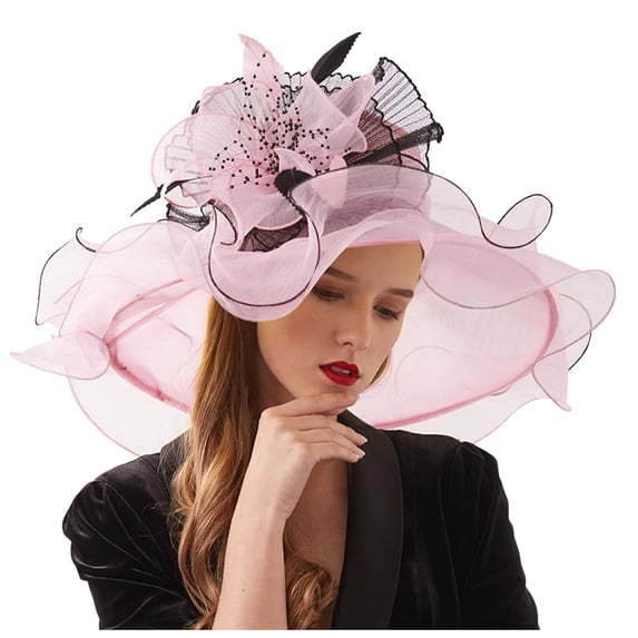 CHENge Women's Organza Kentucky Derby Fascinator Elegant Bridal Tea Party Wedding Hat Summer Sun Cap