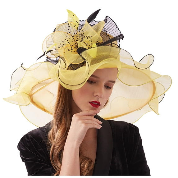 CHENge Women's Organza Kentucky Derby Fascinator Elegant Bridal Tea Party Wedding Hat Summer Sun Cap