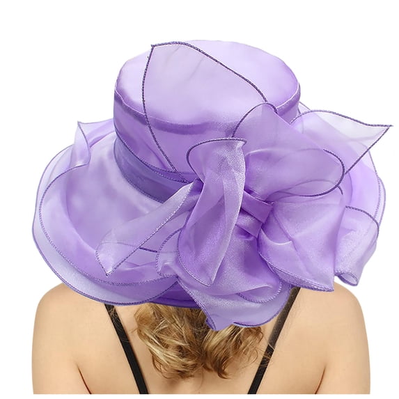 CHENge Women's Organza Kentucky Derby Dress Hat Wide Brim Leaf Flower Bridal Shower Hat