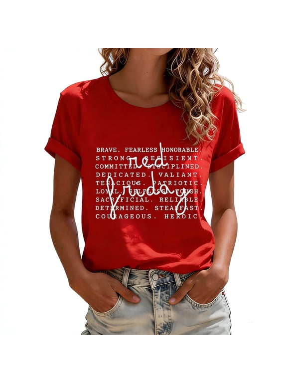 Women's Remember Everyone Deployed R.E.D Friday American Flag On-Friday We Wear Red T-Shirt
