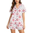 thumbnail image 1 of CHENge Women's Satin Silk Pajamas Short Sleeve Button Up Pjs Lounge Sets, 1 of 8
