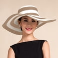 thumbnail image 1 of CHENge Women's Summer Wide Brim Straw Sun Hat with Striped Design for Casual Outdoor Beach Wear, 1 of 3