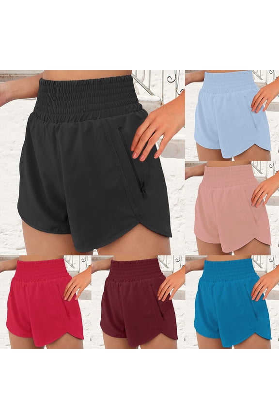 Women's Training Shorts 2-in-1 with Inner Compression Layer Running Workout Shorts Quick Dry Reflective for Safety