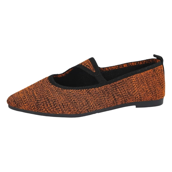 CHENge Womens Ballet Flats Casual Round Toe Knit Fabric Flats for Women with Single Strap Ballerina Flat Shoes Lightweight Dressy Shoes for Woman