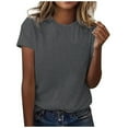 thumbnail image 1 of CHENge Womens T Shirts Casual O Neck Half Sleeve Trendy Baggy Women's Blouses Plain Color Spring Summer T Shirts Cute Casual Tops Workout Clothes, 1 of 5