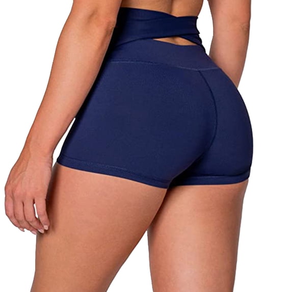 CHENge Yoga Shorts for Women Cross Back Waist Tummy Control High Waist Active Short Compression Seamless Fitness Sports Short
